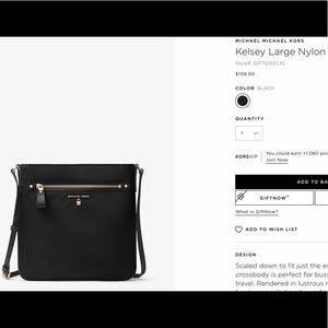 Michael Kors Kelsey Large Nylon Bag in black